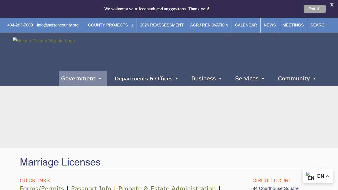 Marriage Licenses – Nelson County Virginia